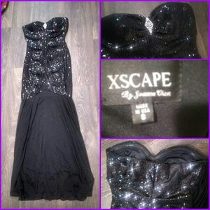 A strapless sequin dress
